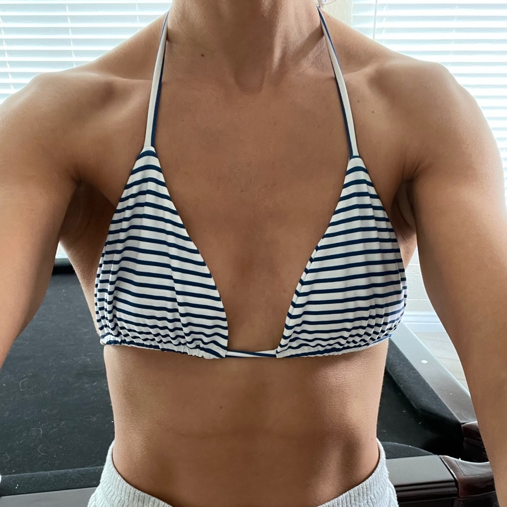 Mikoh white and blue stripped bathing suit top